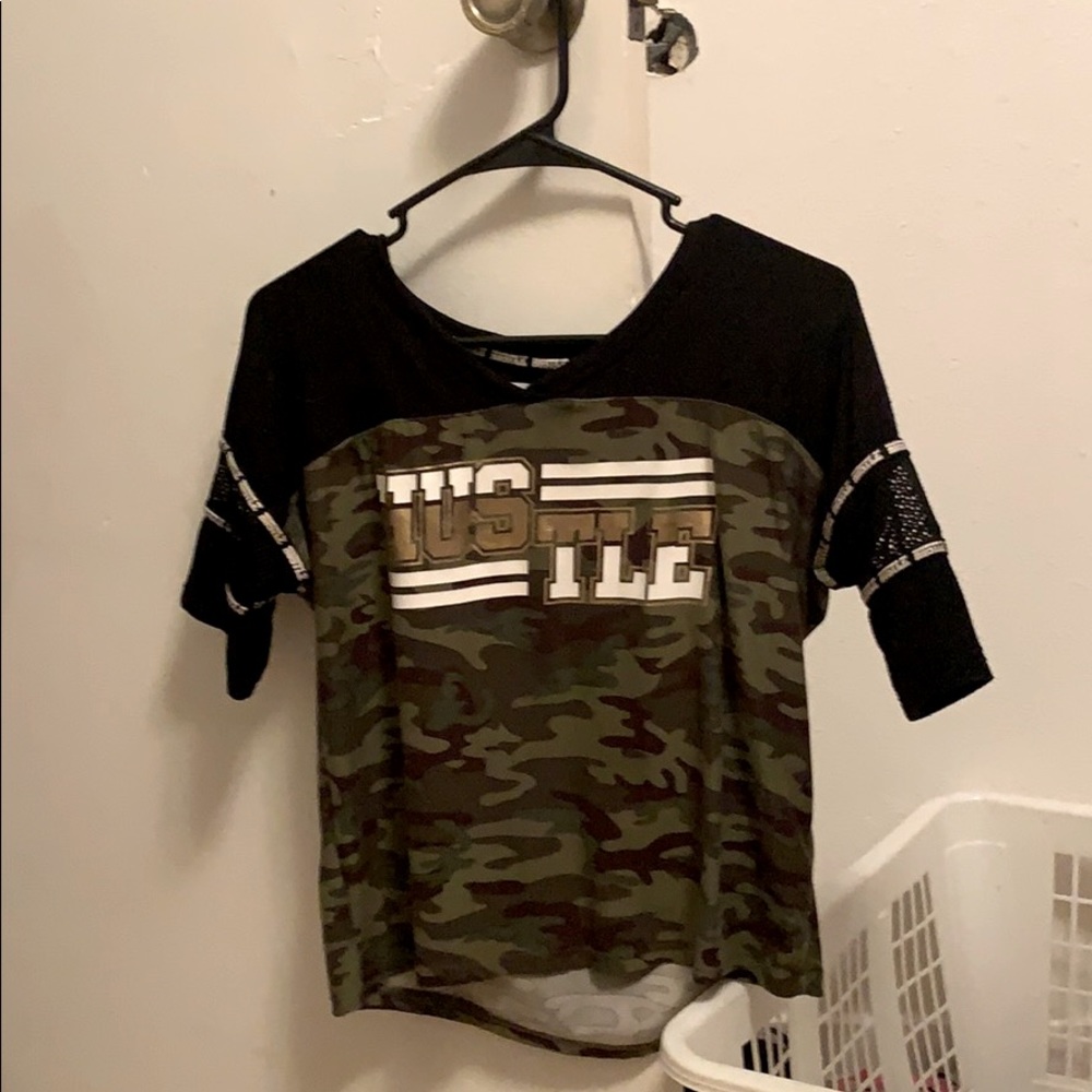 Off the shoulder Hustle  shirt